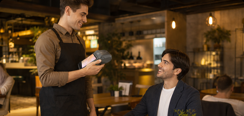 VP65 takeout order acceptance with on-site printing and payment